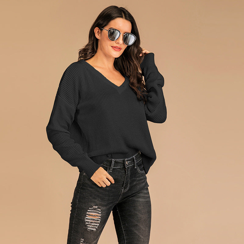 Leisure V Neck Long Sleeve Pullover Shirt