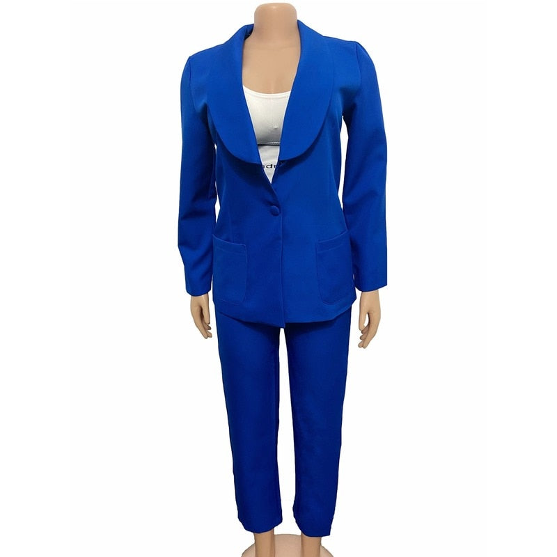 Office Lady Solid Colors Blazer Women Single Button Plus Size Casual Commute Pant Suits 2021 Business Suit Long Sleeve Blazers|Pant Suits|